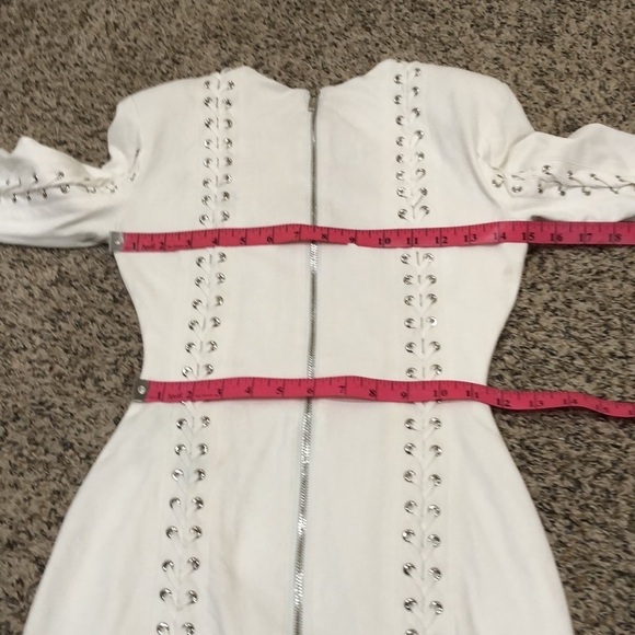 House of CB London Alessia Dress XS White Silver Whipstick Faux Leather Mini - Picture 6 of 10